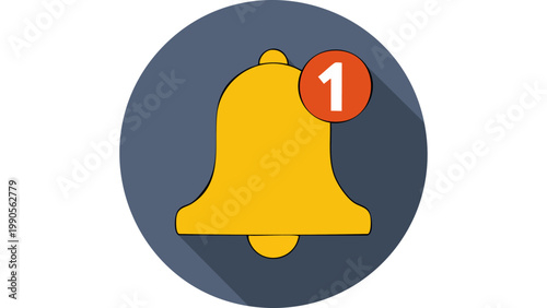 Notification bell with badge indicator representing alert message reminder and system update symbol vector
