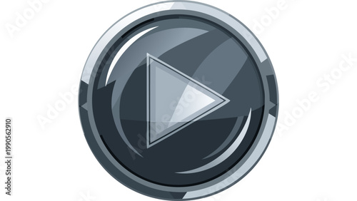 Digital play button circular icon representing media playback control and video streaming interface vector
