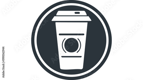 Takeaway coffee cup icon representing disposable beverage container and cafe drink service concept vector