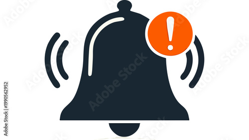 Ringing bell with alert badge icon representing urgent notification reminder and system warning concept vector