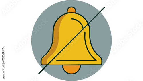 Muted notification bell icon representing disabled alert silent mode and no sound system indicator vector