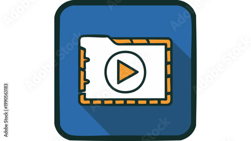 Digital play button icon displayed on screen interface symbolizing media streaming and video playback control vector