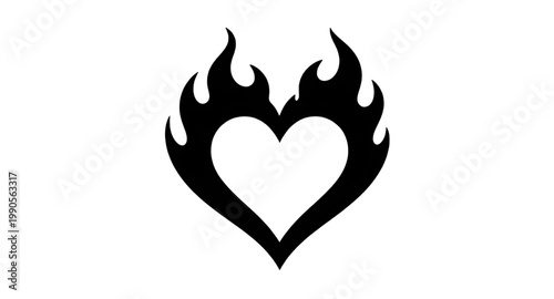 heart, flame, fire, love, passion, burning, silhouette, black, symbol, emotion, romantic, heat, intense, icon, design, element, graphic