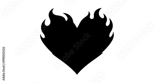 heart, flame, fire, love, passion, burning, silhouette, black, symbol, emotion, romantic, heat, intense, icon, design, element, graphic