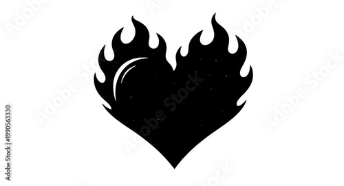 heart, flame, fire, love, passion, burning, silhouette, black, symbol, emotion, romantic, heat, intense, icon, design, element, graphic