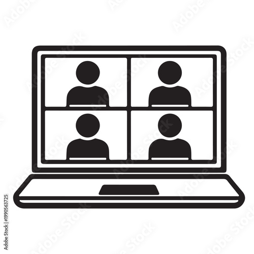 Minimalist Video Conference Icon — Online Collaboration Symbol