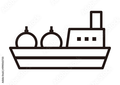 タンカー船のシンプル線画アイコン（原油・LPG・石油・エネルギー輸送）