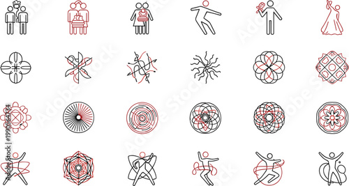 Canvastavla Abstract human motion icons set dynamic movement geometry outline vector collect