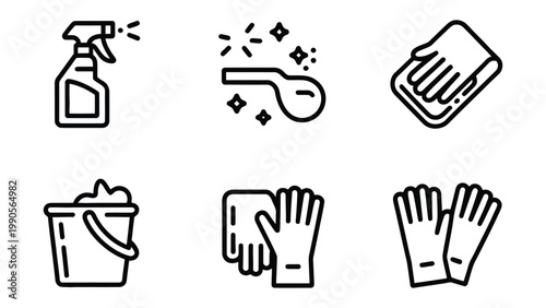 Cleaning Essentials: A neat arrangement of cleaning tools, a versatile ensemble perfect for your housework requirements.