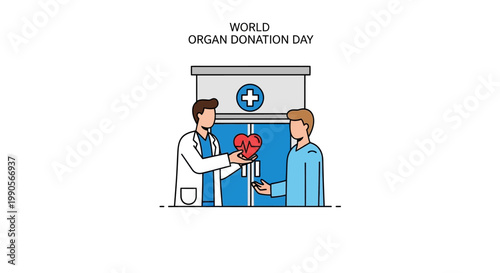 Doctor Donating Organ to Patient World Organ Donation Day.