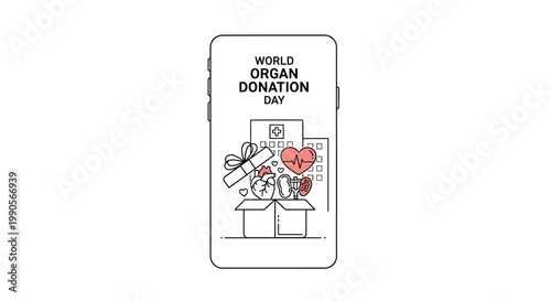World Organ Donation Day concept illustration on smartphone.