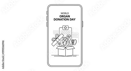 World Organ Donation Day awareness on mobile phone.
