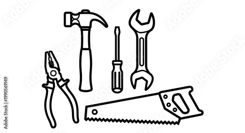 Set of construction tools illustration isolated on white background