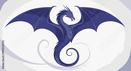 Stylized dragon illustration with extended wings against a white background