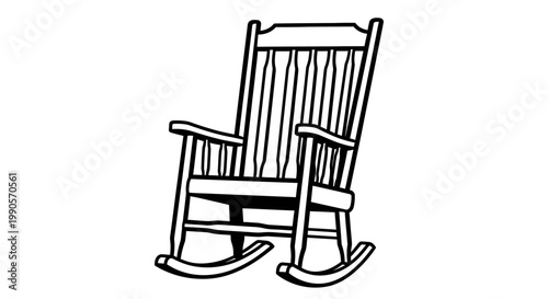 Wooden rocking chair isolated on white background for relaxation and leisure