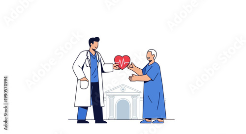 Doctor Gives Heart Symbol to Elderly Patient.