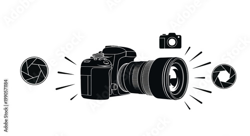 Digital Camera with Aperture Blades and Lens Elements.