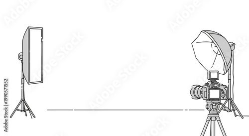 Professional photography studio lighting setup illustration.