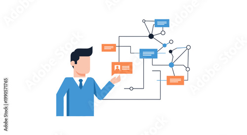Business process flowchart, workflow diagram, business strategy, management vector