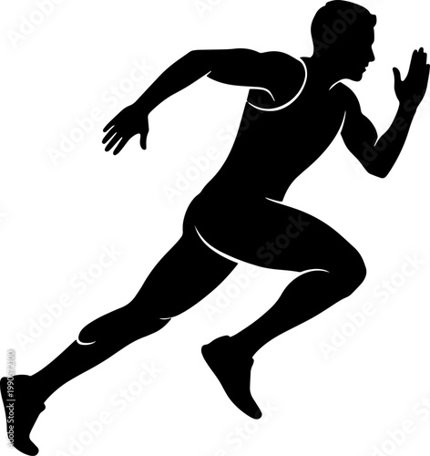 Silhouette of a man running fast, athlete sprinting in a dynamic pose