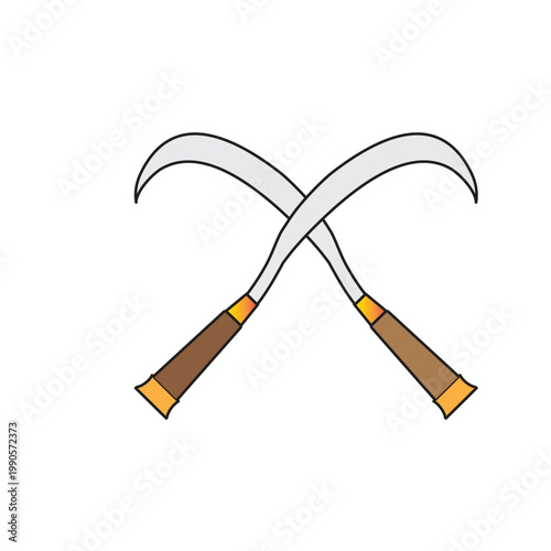 illustration of a knife cutting grass and bushes
