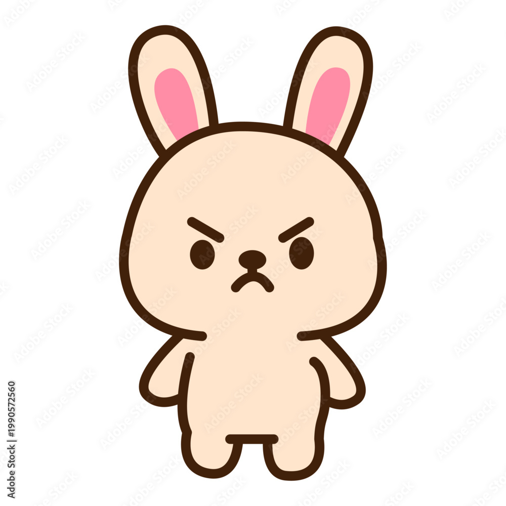 Obraz premium Kawaii Angry Rabbit Character Illustration