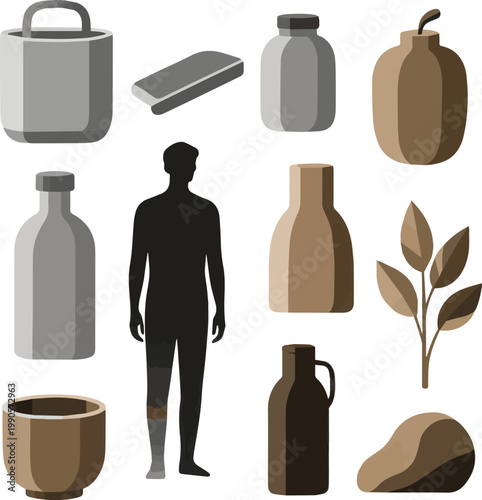 Create a realistic kinds of deferent monotone coordination vector art with white background.