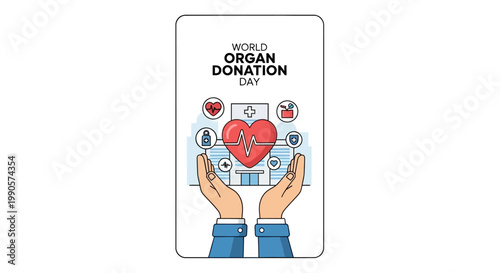 Hands Holding a Heart Symbolizing World Organ Donation Day Concept.