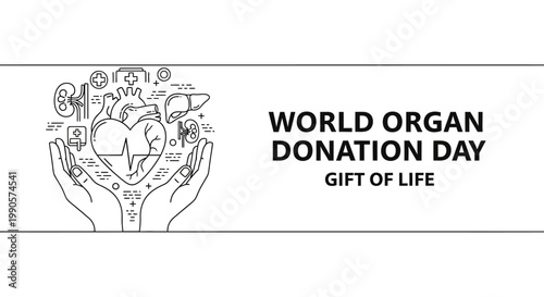 World Organ Donation Day Gift of Life Hands Holding Heart.