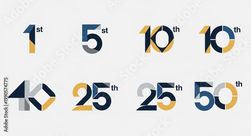 Anniversary Number Icons Collection For Celebrations.