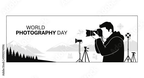 Silhouette of a photographer capturing a moment with professional equipment.