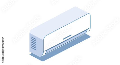 Isometric modern wall mounted air conditioner vector illustration for HVAC cooling and climate control technology.