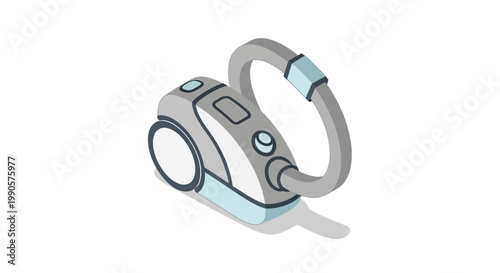 Modern Isometric Vacuum Cleaner Vector Illustration, Home Appliance for Cleaning and Housework, Isolated on White Background