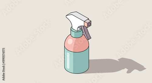 Isometric Vector Illustration of a Trigger Spray Bottle for Cleaning and Disinfection
