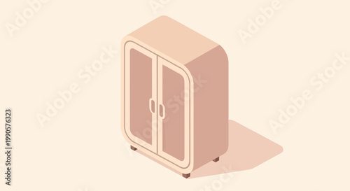 Isometric minimalist wardrobe illustration with rounded corners for modern interior design