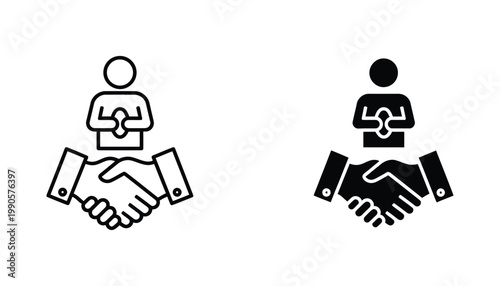 Professional handshake icon showing human connection for business partnership and corporate collaboration projects