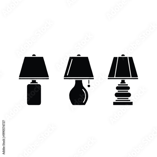 Three different table lamps with unique designs and shades