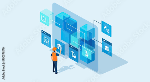 Isometric Door Key Vector Illustration Isolated on White Background for Security and Property Concept