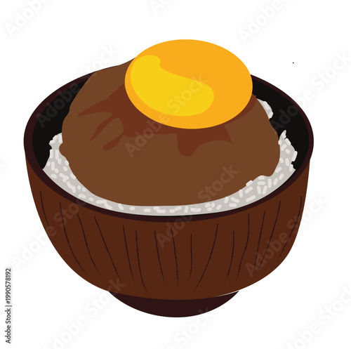 rice with meat and egg. Japanese curry rice with meat
