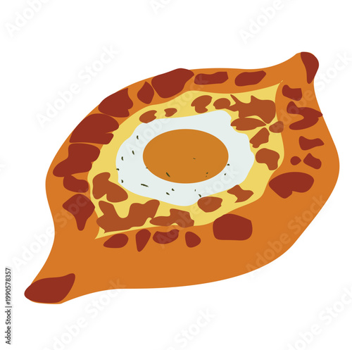 traditional Georgian khachapuri bread with cheese and egg. 
