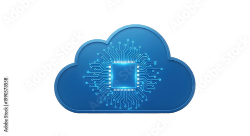 Cloud Computing Technology Concept with Blue Cloud and Data Transfer