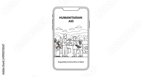 Line Drawing Smartphone App Interface for Humanitarian Aid.