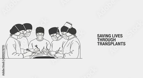 Surgical Team Performing Life Saving Transplant Operation.