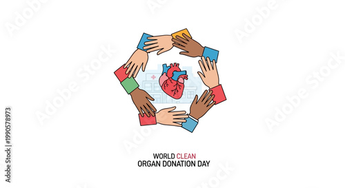 World Organ Donation Day Hands Heart Symbol.