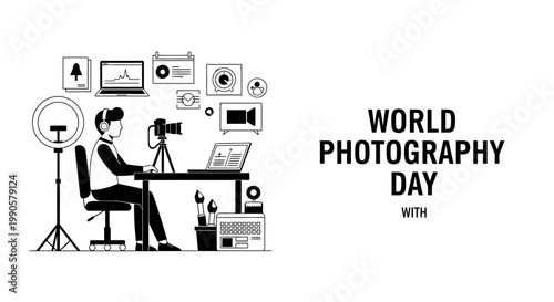 World Photography Day Celebration with Creative Setup.