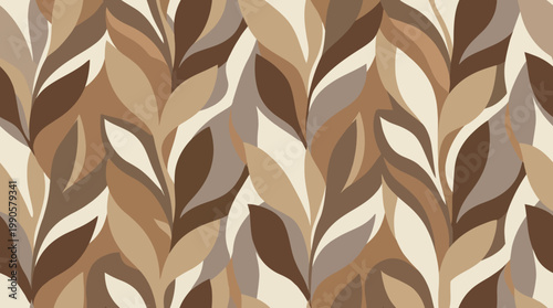 Brown leaf pattern on cream background.