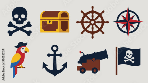 Pirate symbols and icons set.