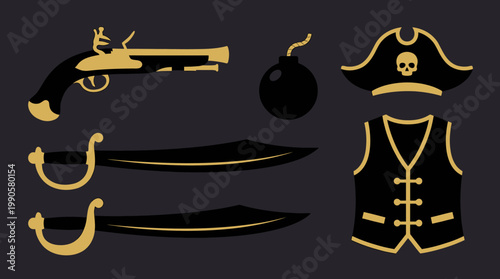 Pirate themed icons and accessories.