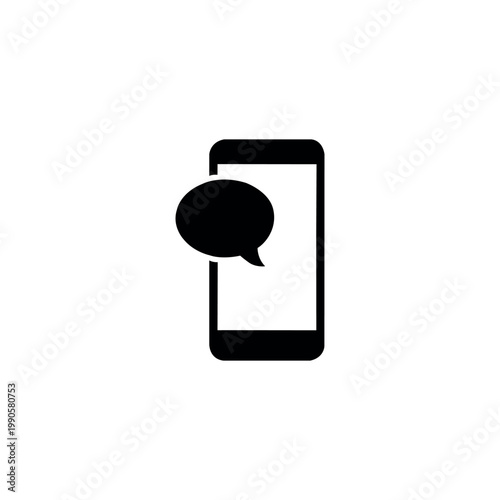 Minimalist smartphone silhouette with a chat bubble for mobile messaging app user interface