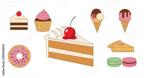 Assortment of Delicious Desserts and Sweet Treats.